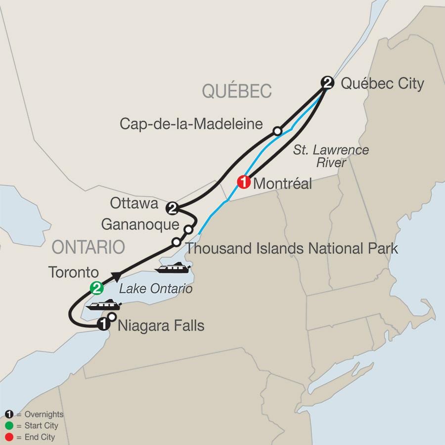 Kart Quebec, Kanada şəhərləri ilə