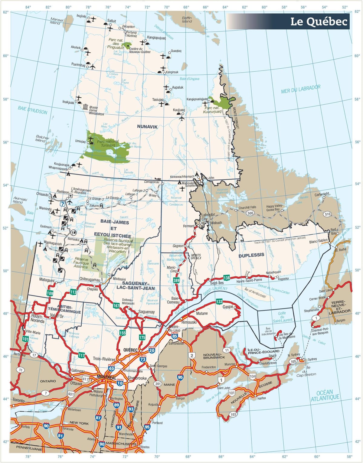 Kart yolların quebec, Kanada