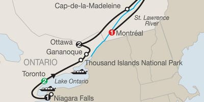 Kart Quebec, Kanada şəhərləri ilə